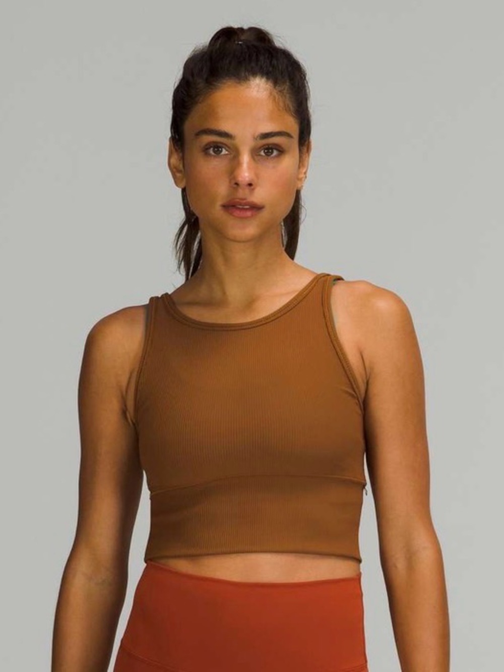 LULULEMON Ribbed Ribbed Power Pivot Top Copper Brown Size 4
